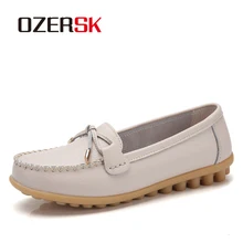 OZERSK/туфли из натуральной кожи на плоской подошве; повседневные Лоферы без застежки; женская обувь; удобная обувь на мягкой плоской подошве; Женская обувь в винтажном стиле