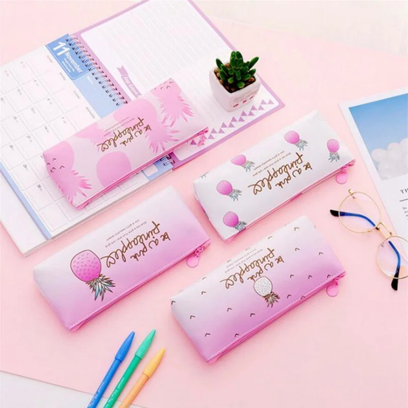 Creative PU Women Cosmetic Bag Pink Pineapple Portable Makeup Bag Necessarie Storage Zipper Large Capacity Make Up Case Creative PU Women Cosmetic Bag Pink Pineapple Portable Makeup Bag Necessarie Storage Zipper Large Capacity Make Up Case