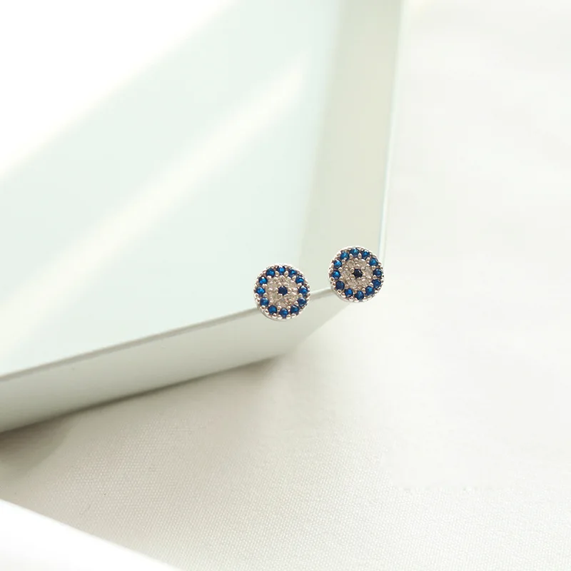 

2018 New Years Ziris Fine S925 Sterling Silver Stud Earrings AAA Cubic Zircon Minie Evil Eye For Women Compatible Jewelry Gift