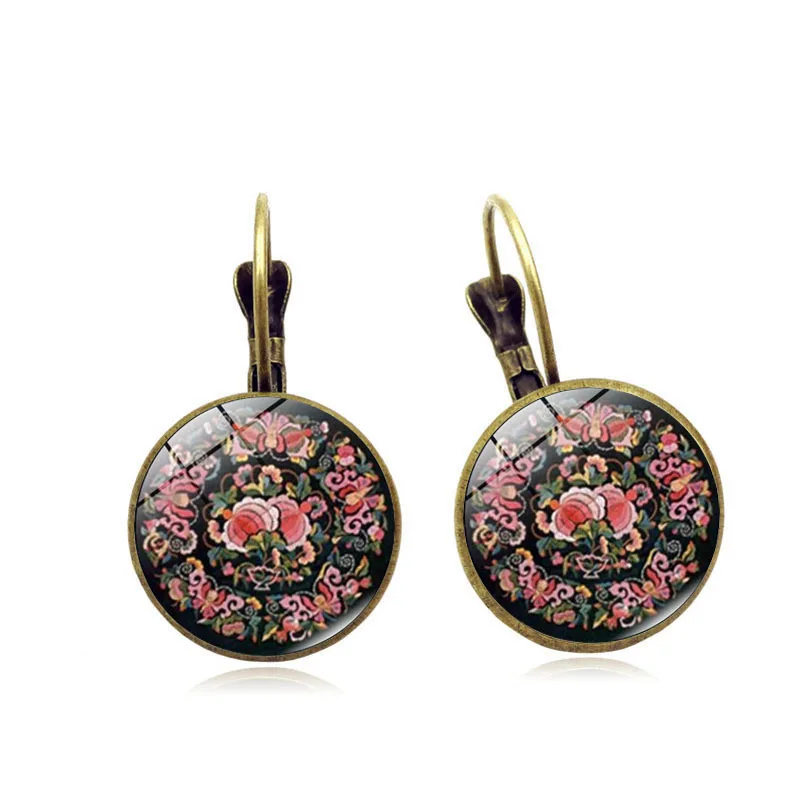

2018 New Old Retro French Diverse Drop Earrings Datura OM Time Gem Personality Colorful Glass Fashion Jewelry for women Gift