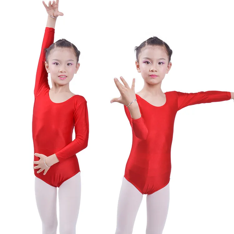 Скидка Длинные рукава из спандекса, для гимнастики трико для Балетное платье для девочек Костюмы Детская Одежда для танцев балетное трико из спандекса Танцы платье - Цвет: RED