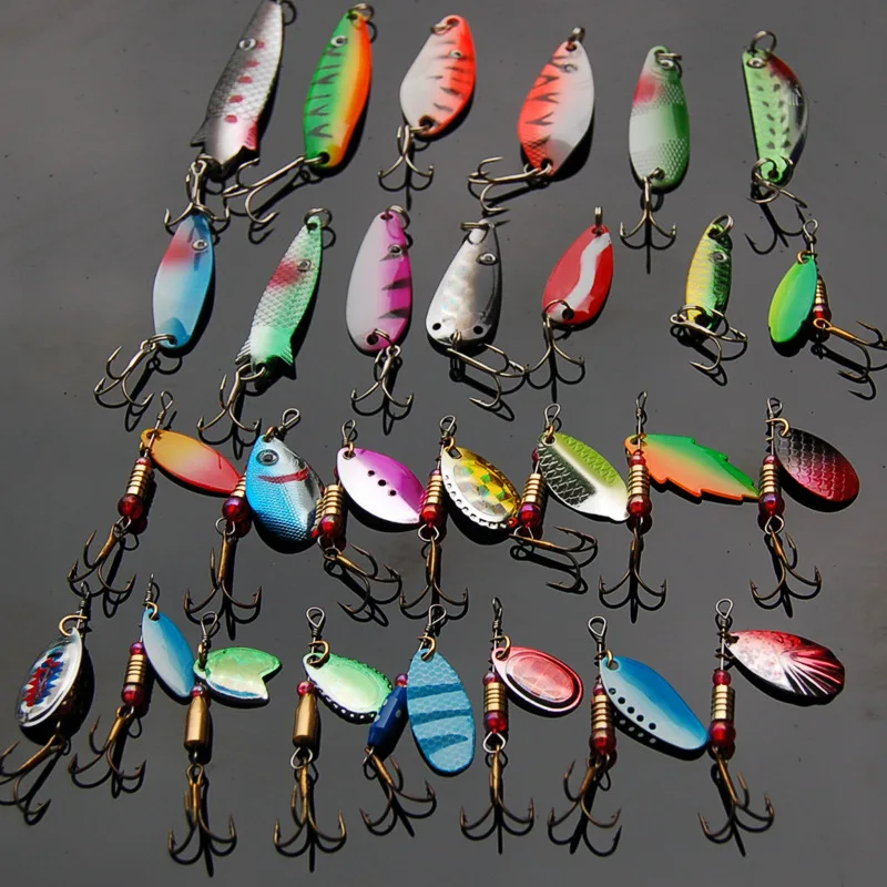 30Pcs Box Spoon Bait Fishing Lure Spinner Freshwater Saltwater Sea