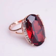 Min order 15 free ePacket shipping Fashion Women Big Red stone gold GP Austrian Crystal
