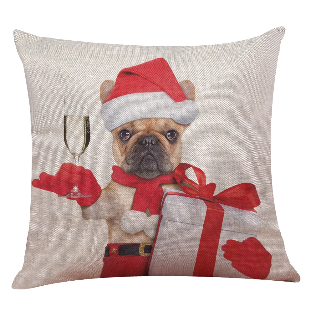 Декоративные рождественские покрывало для подушки для собаки дома украшения Рождественская Подушка Чехол из хлопка, льна для диванных подушек, наволочки для подушек