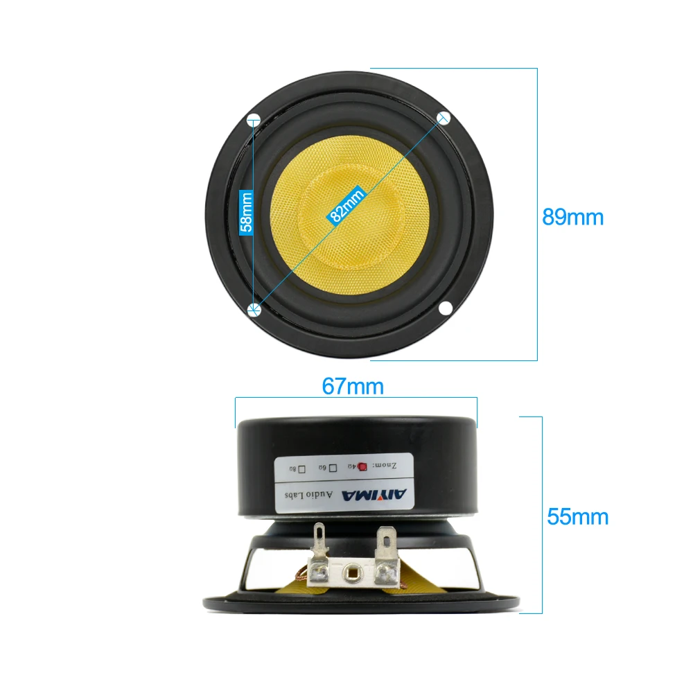 2Pcs 3 Inch Full Range Speaker Midrange Bass Audio Stereo Woofer Loudspeaker 4ohm 25W Home Theater DIY HIFI Speakers