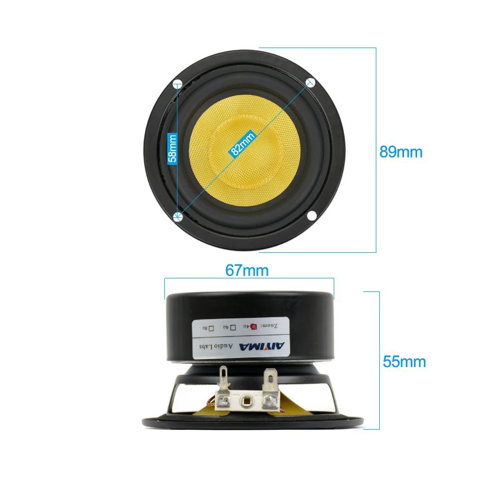 AIYIMA 2 шт. 3 дюймовый Среднечастотный бас аудио стерео нч-динамик Громкоговоритель 4/8 Ом 25 Вт полный спектр сабвуфер домашние Театр Сделай Сам HIFI динамики