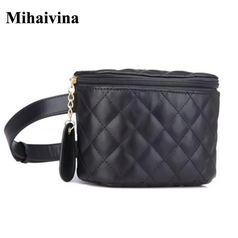 Simple Fashion Waist Bags For Women Black Plaid Fanny Pack Female Belt Bags High Quality Women Phone Pouch Wallet 3
