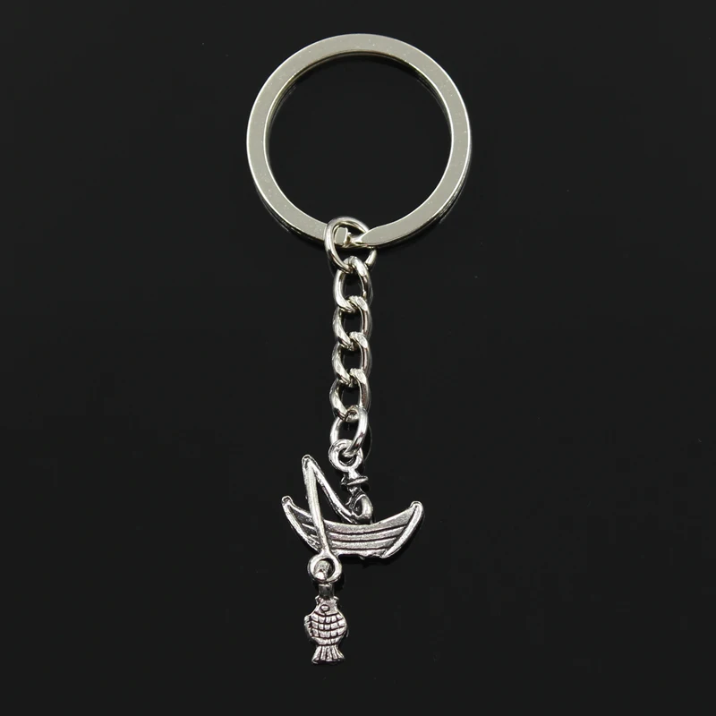 New Fashion Keychain 31*19mm fisherman fishing boat 