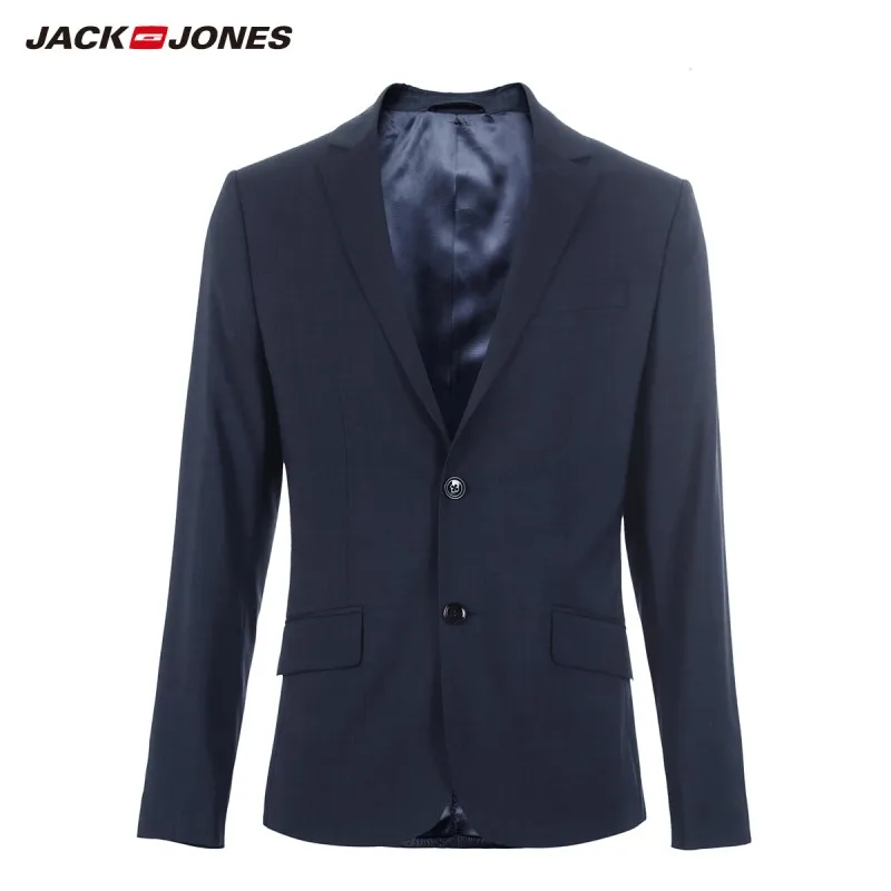 JackJones Мужской приталенный шерстяной пиджак с двумя пуговицами, мужской пиджак, 219172508