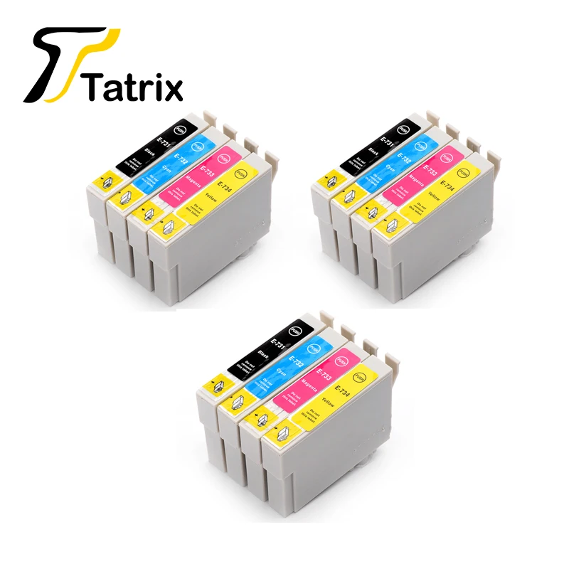 Набор чернильных картриджей T0731 T0732 T0733 T0734 для Epson Stylus C79 C90 C92 C110 CX3900 3 комплекта |