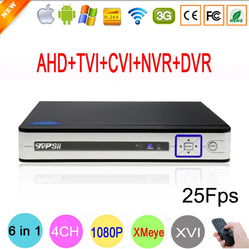 

Silver Panel Hi3521A 6 in 1 XMeye 4 Channel 4CH 1080P 2MP 25Fps Realtime Hybrid Coaxial NVR TVI CVI AHD CCTV DVR Free Shipping