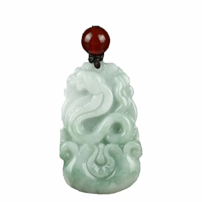 Pendant Necklace Burma Jadeite Hand Carved Lucky Amulet Chinese Zodiac for Men Women