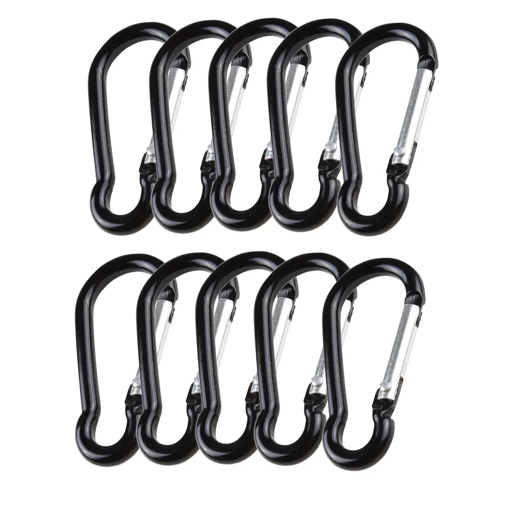 10 Pcs Aluminum Carabiner D-Ring Key Chain Clip Snap Hooks Camping Hiking