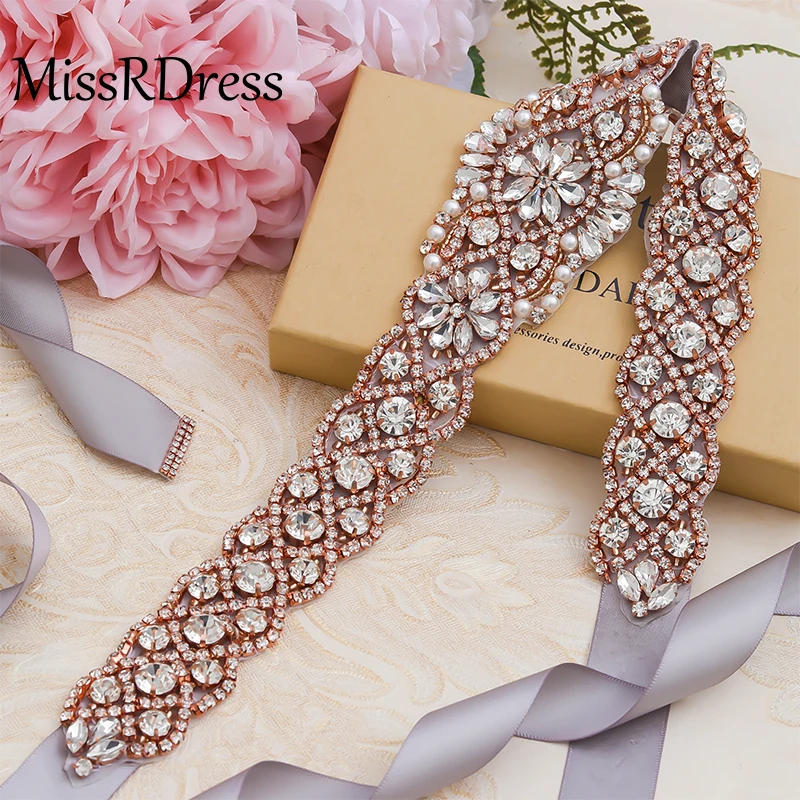 MissRDress Bridal Belt Wedding Belt Elegant Rhinestones Diamond Bridal Sash For Wedding Dress Accessories easy pearl belt JK829