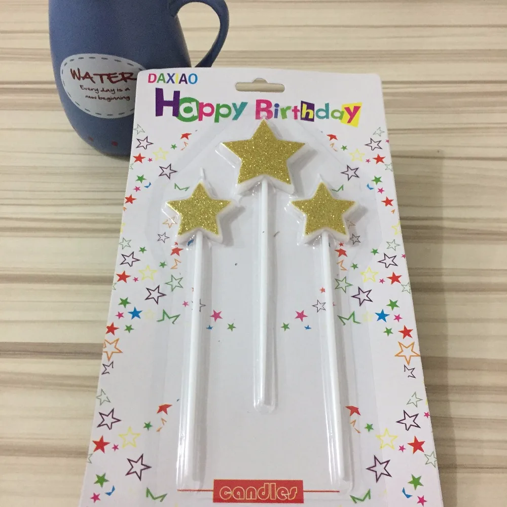 

birthday candle gold star topper for happy birthday party 1pcs birthday cake topper Bougie height 12cm