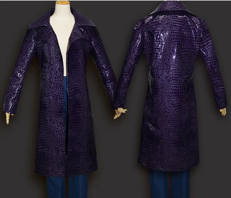 Фильм отряд самоубийц Джокер Косплей Костюм Джаред Лето клоун фиолетовый кожаный плащ пальто для мужчин Высокое качество - Цвет: coat