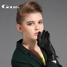 Gours Women’s Genuine Leather Gloves Black Sheepskin Finger Touch Screen Gloves Winter Thick Warm Fashion Mittens New GSL087