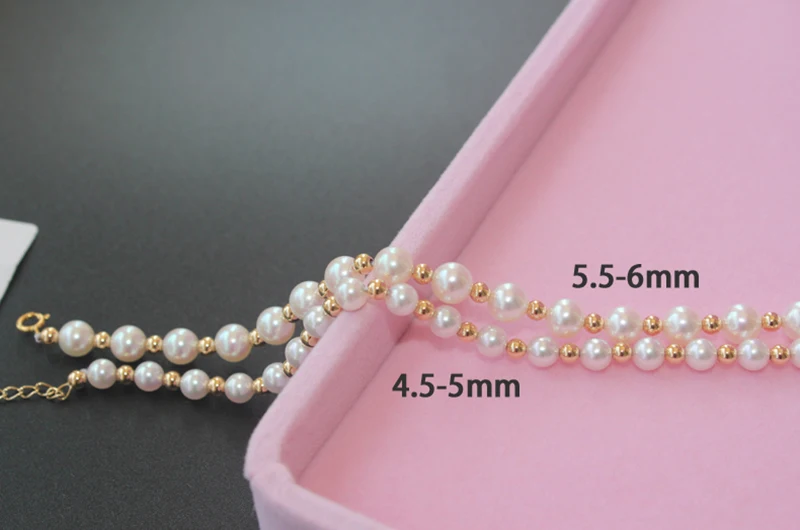 18k gold beads and pearls Anklets bracelets necklace (4)