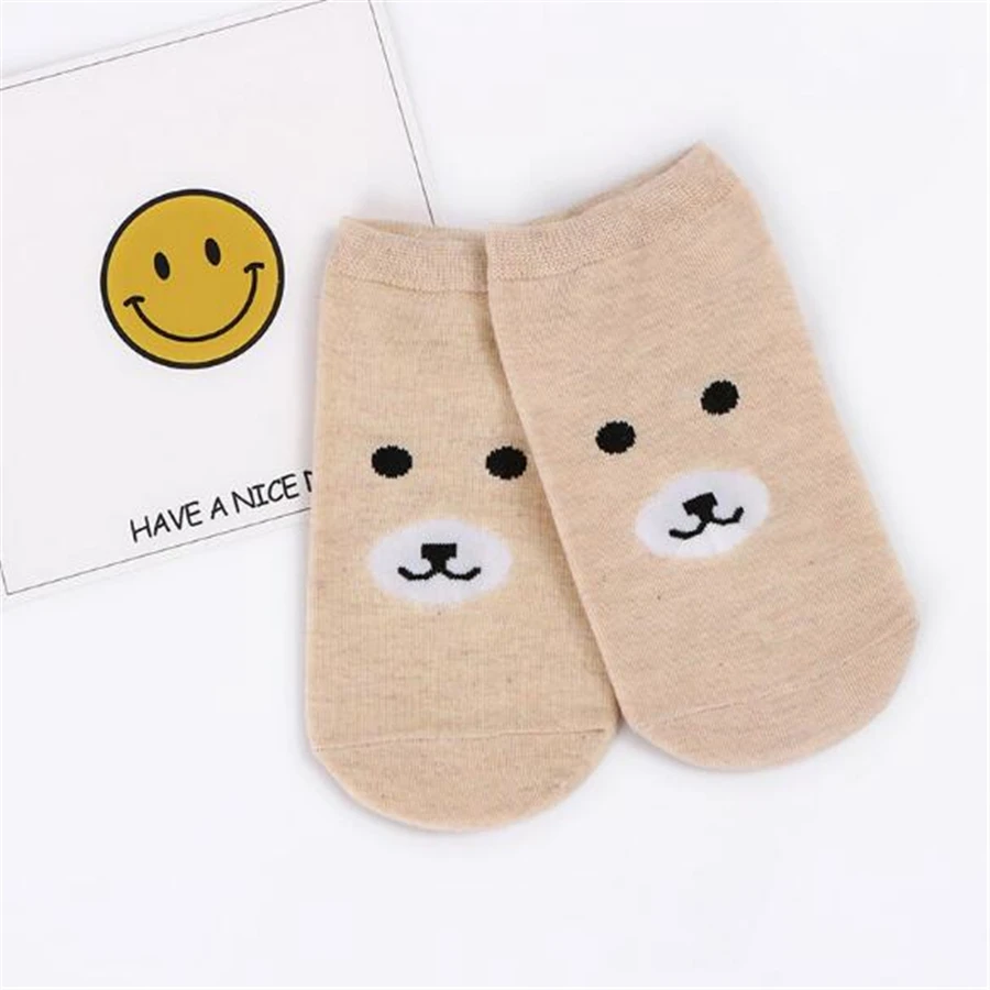 WOW Little bear/невидимые короткие женские летние удобные хлопковые носки-башмачки для девочек, низкие женские Чулочно-носочные изделия, 2 пары = 4 шт