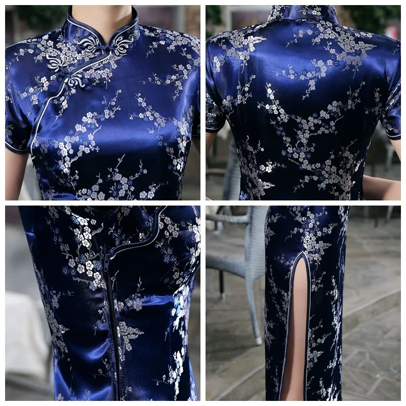 Церемониальные платья Cheongsam длинная консультация клиентская служба двери отеля Добро пожаловать работа Восточный одежда церемониальный халат Longue Femme