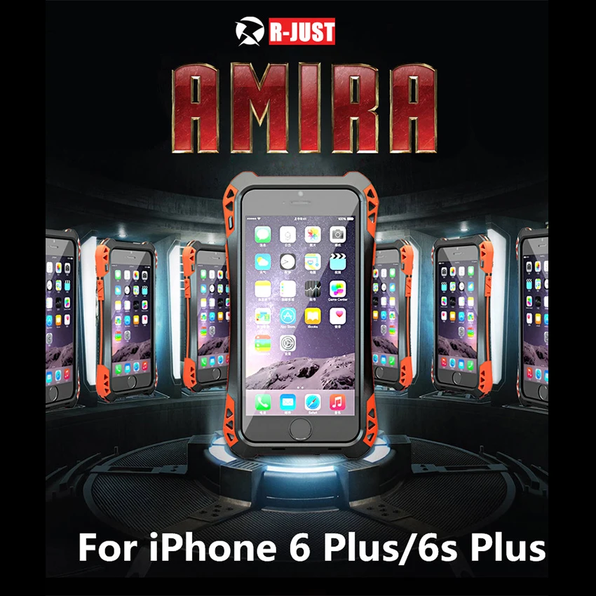 cheap For 6 6s Plus AMIRA R just Waterproof Shockproof Carbon Fiber Metal Aluminum Case Cover For iPhone 6s 6s Protective Skin