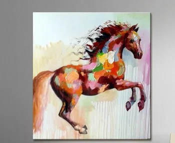 

100%Handpainted Animal Pictures Running Horse Modern Abstract Wall Art Oil Painting On Canvas For Living Room Decor