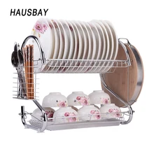 2 Tiers Dish Drying Rack Holder Basket Plated Iron Kitchen Washing Sink Dish Drainer Drying Rack Knife Bowl Organizer 08164