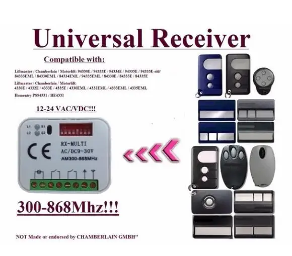 

2CH universal receiver for Liftmaster / Chamberlain / Motorlift / Homentry suits 4335e/84335e/94335e fine