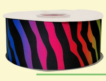 

3" inch 75 mm 7.5 cm colorful zebra with black stripes grosgrain ribbon for gift packing