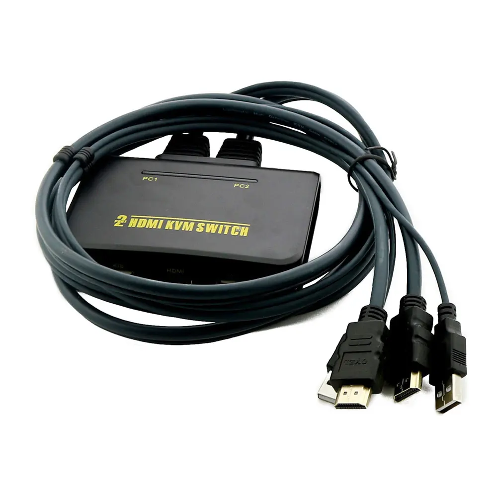 Ingelon HDMI KVM Switch 2 port USB Switcher Build in Cable for 2 PC HDTV Monitor Keyboard Mouse Sharing Portable kvm-Switch (2)