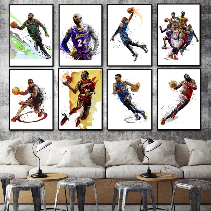 

Kobe Bryant Michael Jordan LeBron James Allen Iverson Art Poster Canvas Painting Wall Picture Home Decor Posters and Prints