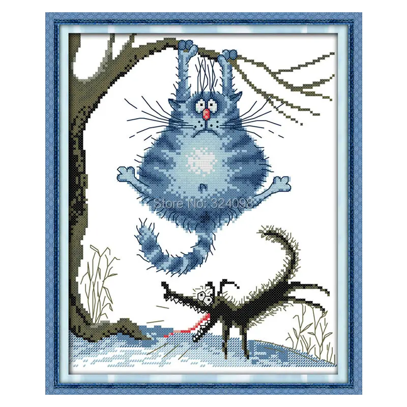 

Wholesale Needlework,Stitch,11CT 14CT Cross Stitch,Sets For Embroidery Kits,Fat Cat Wolf Animal Counted Cross-Stitching