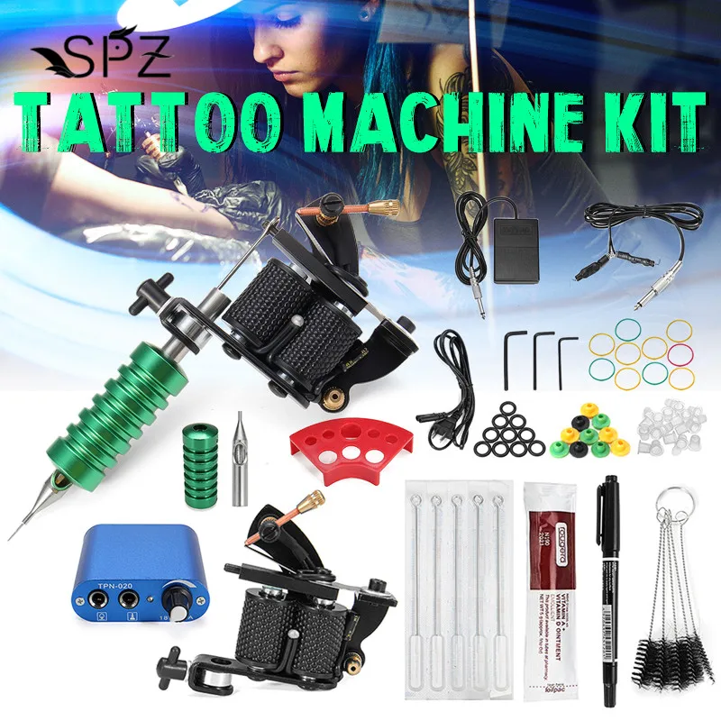 

Complete Aluminum Alloy Electric Tattoo Machine Kits Tattooist Beginner Practice Flower Embroidery Tools DIY Tattoo Accessories