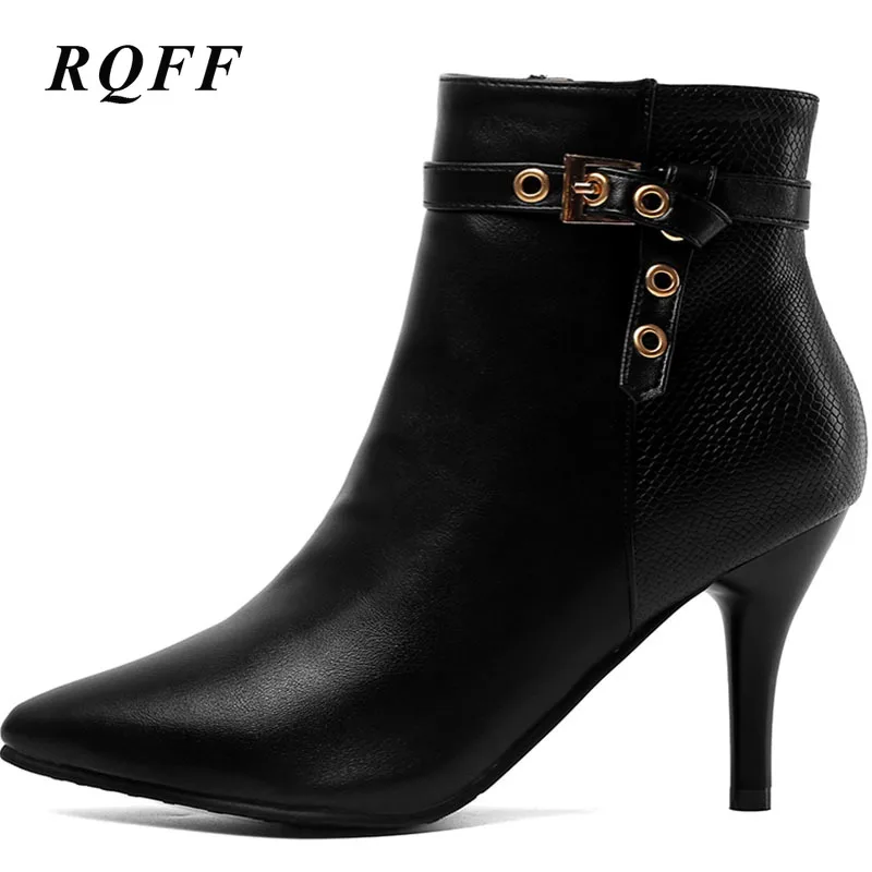 Обувь 2019 г. женские осенние новые ботильоны большой размер 13 острый носок высокий