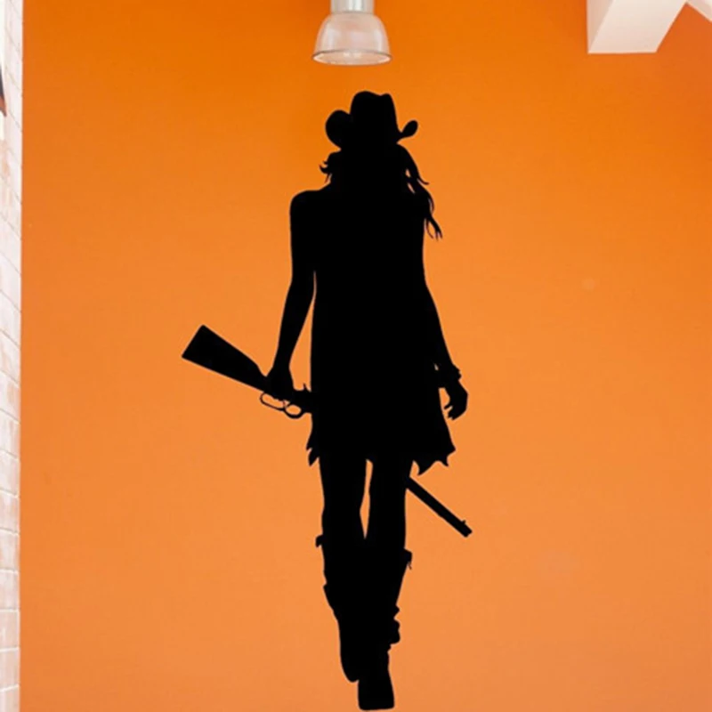 

YOYOYU Wall Decal Vinyl Wall Home Decal Cowgirl Texas Wild West Rifle Removeable Room Sticker Room Mural Poster YO584