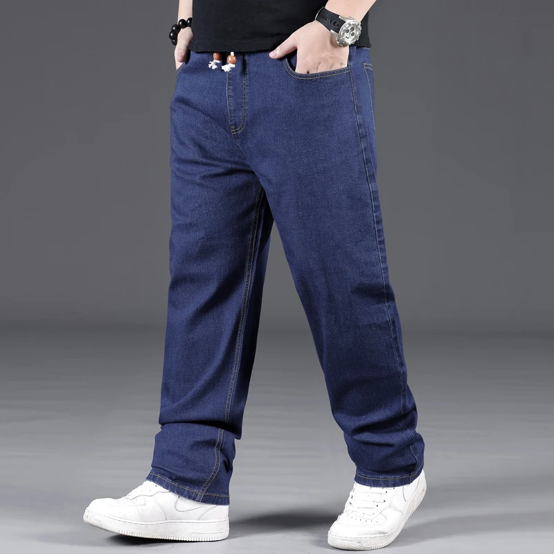 Brand Mens Hip Hop Stretch Oversize Jeans Men's Plus Size Loose Fit Jeans Trousers 5XL 6XL 7XL Big Men Baggy Jeans Homme Brand Mens Hip Hop Stretch Oversize Jeans Men's Plus Size Loose Fit Jeans Trousers 5XL 6XL 7XL Big Men Baggy Jeans Homme
