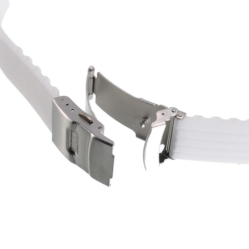 20mm 22mm reloj hombre Silicone Rubber Watch Strap Deployment Buckle Waterproof Band Sport Wrist Sweatband Watch Straps Band