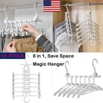 

8 in1 Multi Layers Multifuction Plastic Magic Hanger Hook Wardrobe Closet Bar Clothes Coat Rack Organizer Space Saver