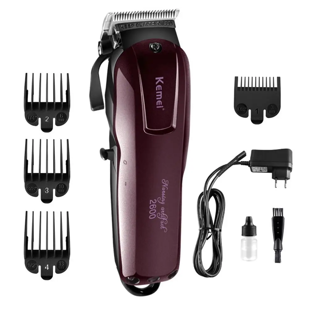 

KM-2600 6 in 1 Professional Electric Rechargeable Hair Clipper Trimmer with Comb Haircut Tool Carbon Steel Head 100-240V