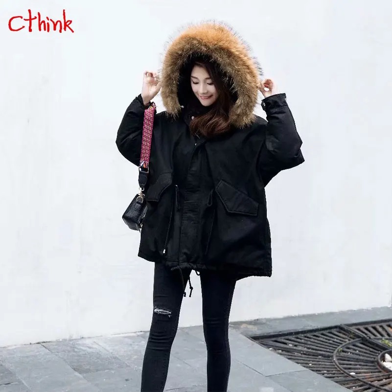 Winter Warm Thicken Coat Women 2018 Casual Loose Solid Outerwear Parkas Fur Hooded Jacket For Woman New Deep Cold Womens Coats