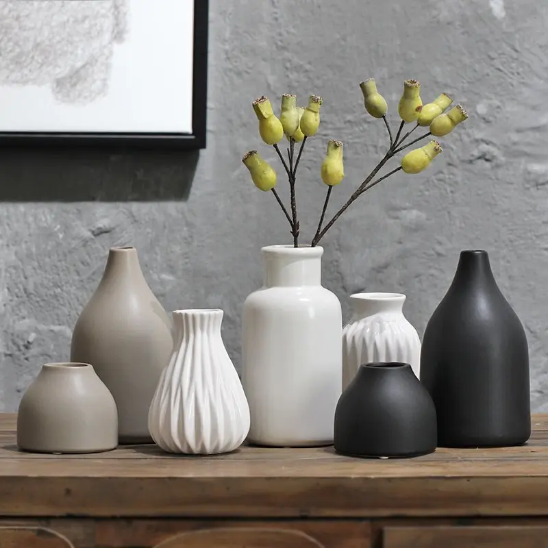

Japanese Modern Art Jane White Ceramic Vase Flower Handmade Craft Gift Room Home Furnishing Home Decoration Accessories