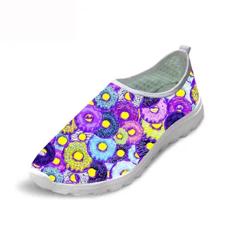 

THIKIN Breathable Mesh Flat Shoes Women 3D Donuts Pattern Customized Ladies Summer Lightweight Quick Drying Beach Flat Shoes