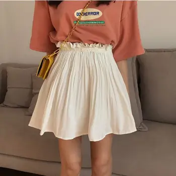 

Spring and summer new high waist pleated skirt women loose A-word skirt
