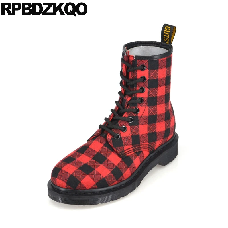 Punta Talla Femenino Mujer Redonda 12 41 Militar Corto Tobillo Marca Moda Combate Mezclilla Señoras Botas 10 Tamaño Pantalones Chino Lona Nuevo 2016 Tartán De Fornido Británico 44 Rojo Zapatos Grande 1wPxq4TO6