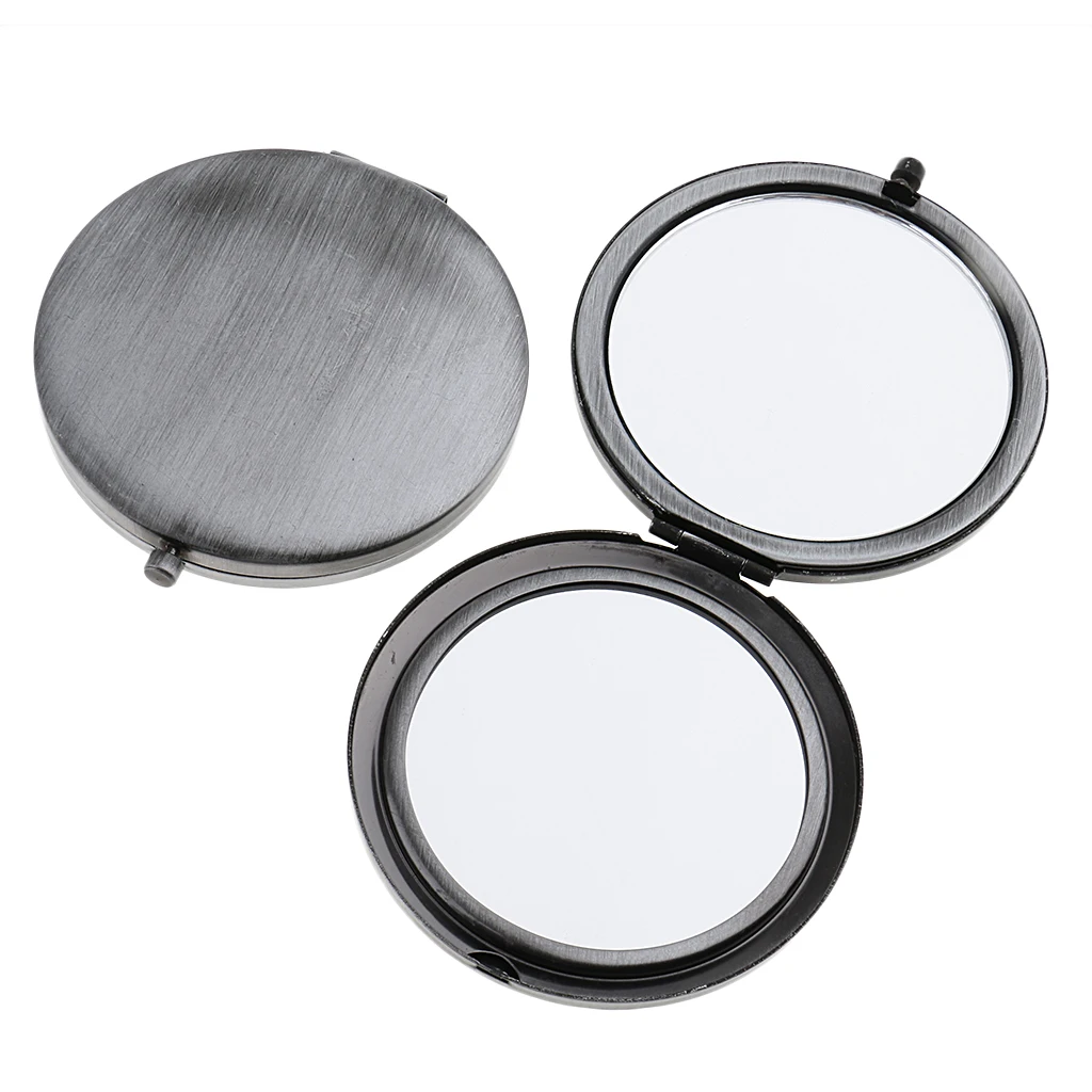 2Pcs Travel Compact Makeup Mirror ,Premium Double Sided Folding Cosmetic Mirrors - Bronze/ Classic/ Silver Optional