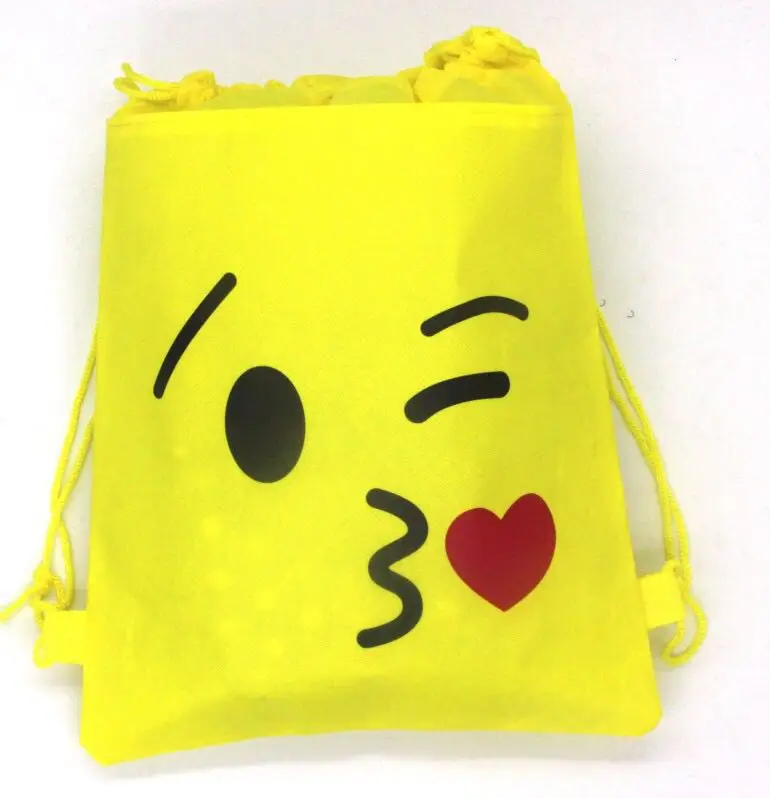 1pcs/lot emoji drawstring bags emoji bags smile kissing emoji string bags baby shower party