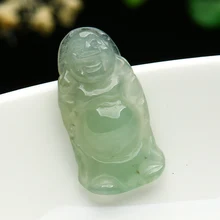 Светло-масляная зеленая Нефритовая грузовая Нефритовая Будда подвеска станция Бирма нефрит Будда подвеска из воска вид отправить сертификат