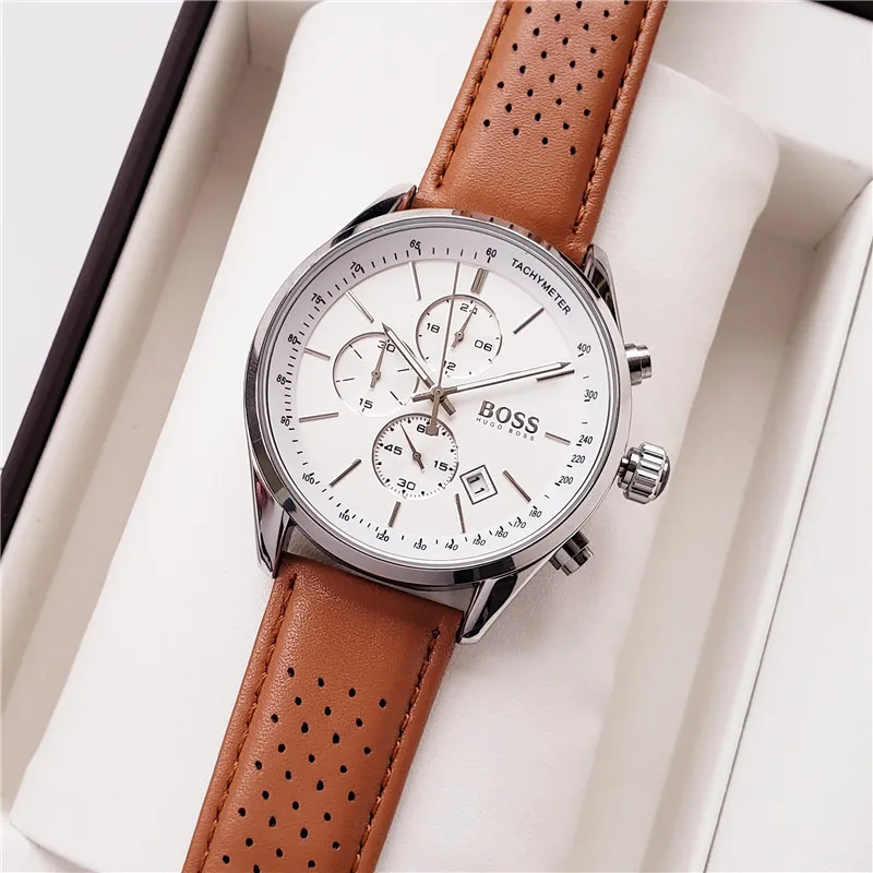 

BOSS Watch Men 44MM Luxury Brand Sport Casual Men's Wrist Watch with Leather - 1513475