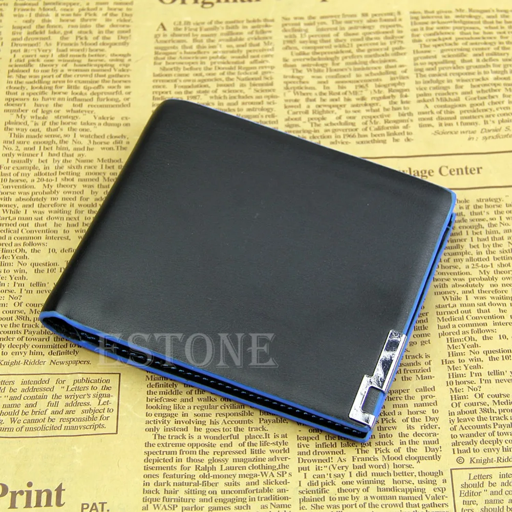 

HOT SALES Men's Stylish Bifold Business PU Leather Wallet Card Holder Coin Wallet Purse Black New Fashion Solid Short No Zipper