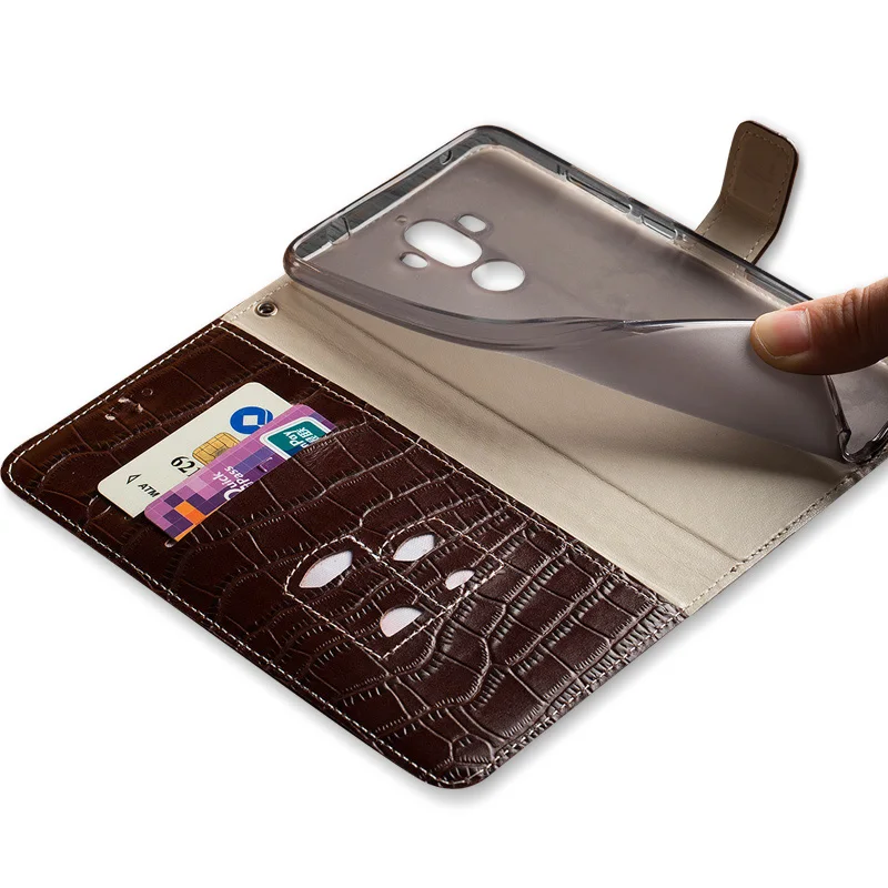 

Crocodile pattern Clamshell buckle phone case for Nokia X6 Genuine Leather Business Phone protection Case Flip phone cover